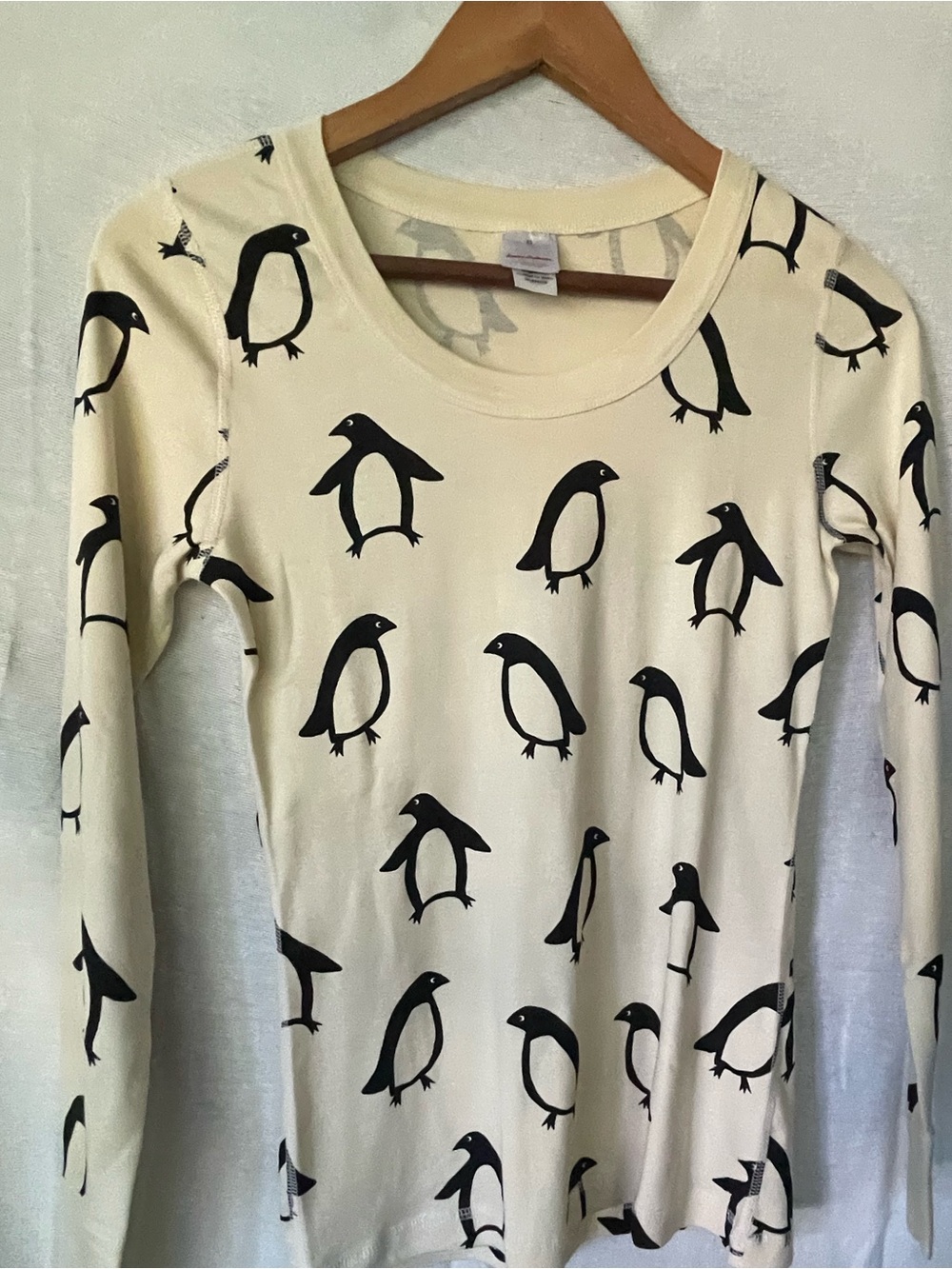 Hannah Anderson Penguin Print Pajama Set - Cream/Black Pristine XS